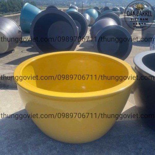 Bồn Tắm Gốm Nhập Khẩu Đường Kính 100cm Màu Vàng