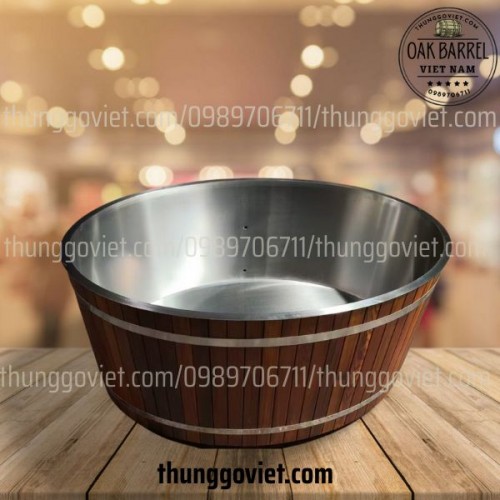 BỒN TẮM INOX ÔP GỖ TUYẾT TÙNG