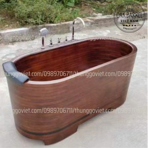 Bồn Tắm Bằng Gỗ Cao Cấp Phủ Cacbon, Không Đen Mốc Gỗ