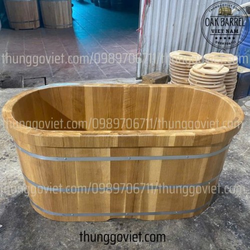 Bồn Tắm Gỗ Sồi Dọc Thớ