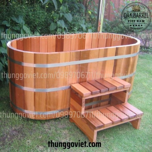 GIÁ BỒN TẮM OVAL GỖ TUYẾT TÙNG ĐỎ CANADA