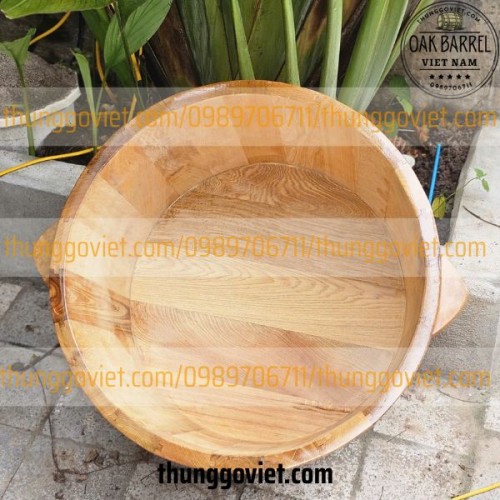 CHẬU NGÂM MÔNG GỖ POWMU LOẠI 1 - CHẬU GỖ TỰ NHIÊN KHÔNG SƠN