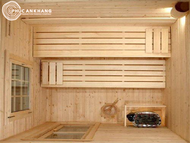 Phòng xông hơi bằng gỗ thông