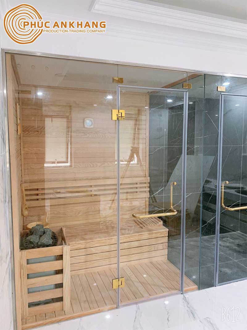 Phòng xông hơi gỗ kết hợp kính